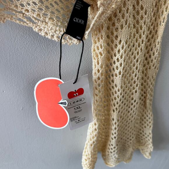 Cider Tie-Front Cream Crochet Crop Cardigan Size XL NWT - Picture 6 of 6